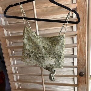 Free People Olive Lace Crop Top